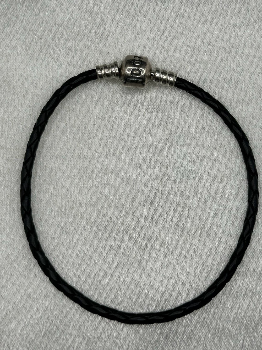 Pandora Black Braided Leather Bracelet with Silver Bead